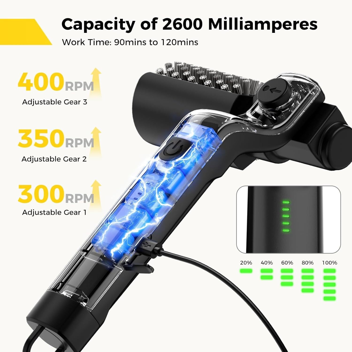 Electric Grill Brush Pro — rechargeable BBQ cleaner in black